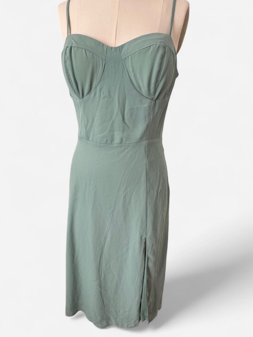 Socialite Sage Green Spaghetti-Strap Midi Dress